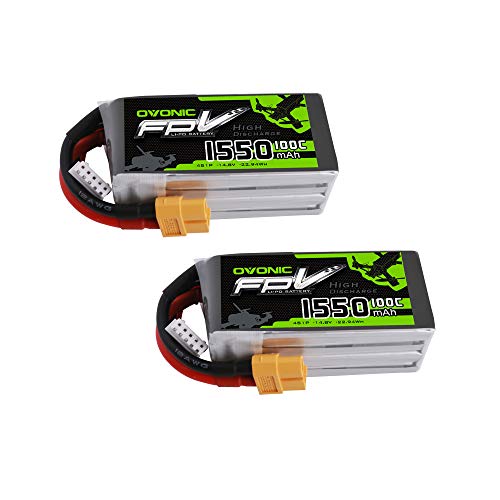 OVONIC 2 Pack 14.8V 1550mAh 100C 4S LiPo Akku Pack