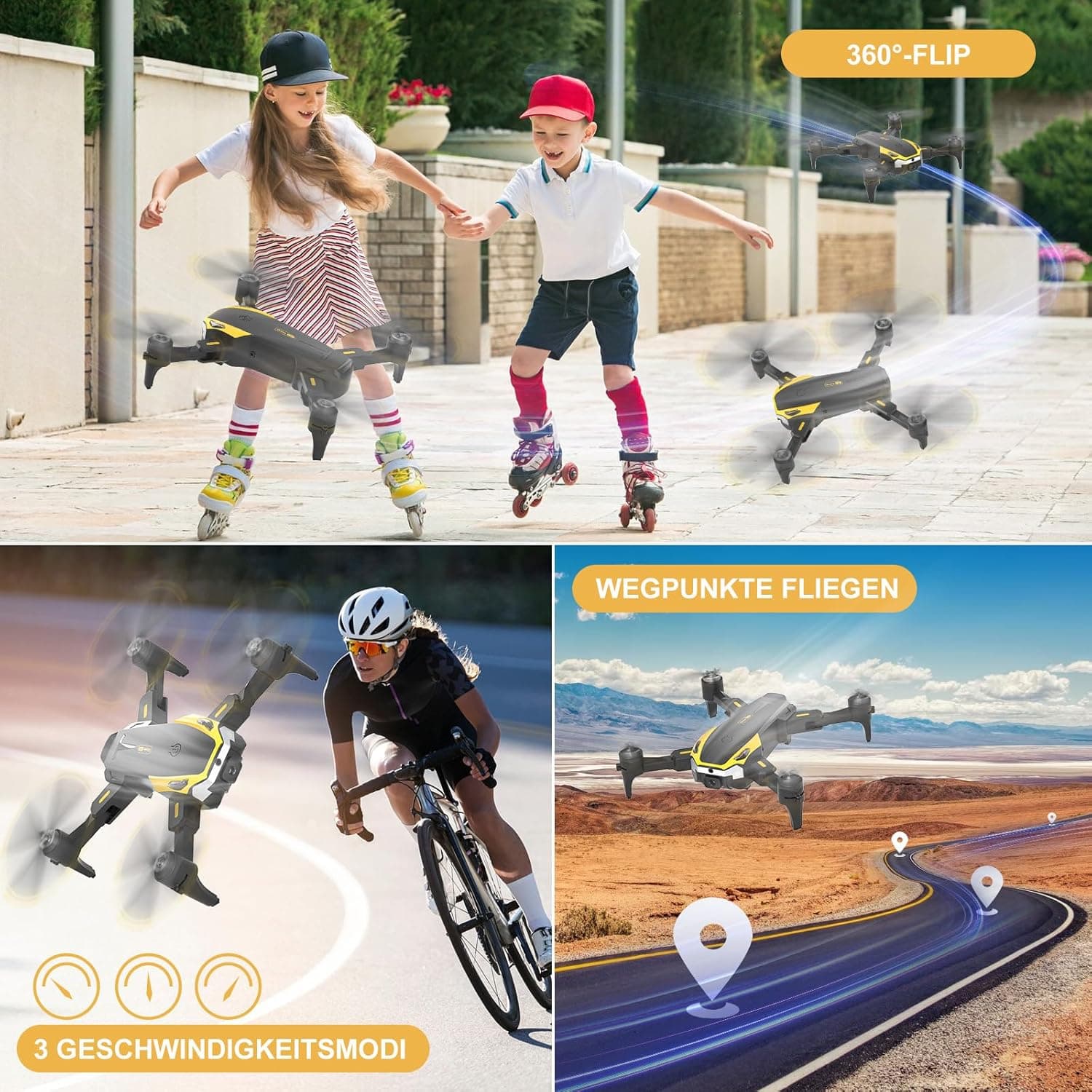 Einige der Flug- und Aufnahmemodi der Hiwoor S25 Hiwoor S25 Quadrocopter Flugmodi